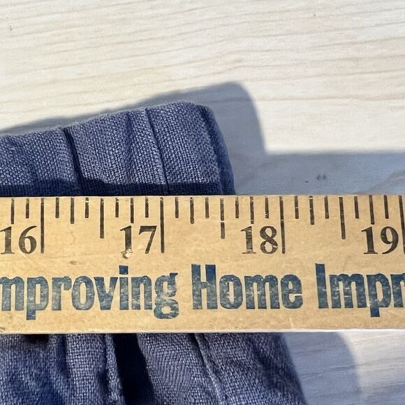 Pure J Jill 100% Linen Pants L Blue Straight Leg Relaxed Lagenlook Beach Cruise - Picture 7 of 10